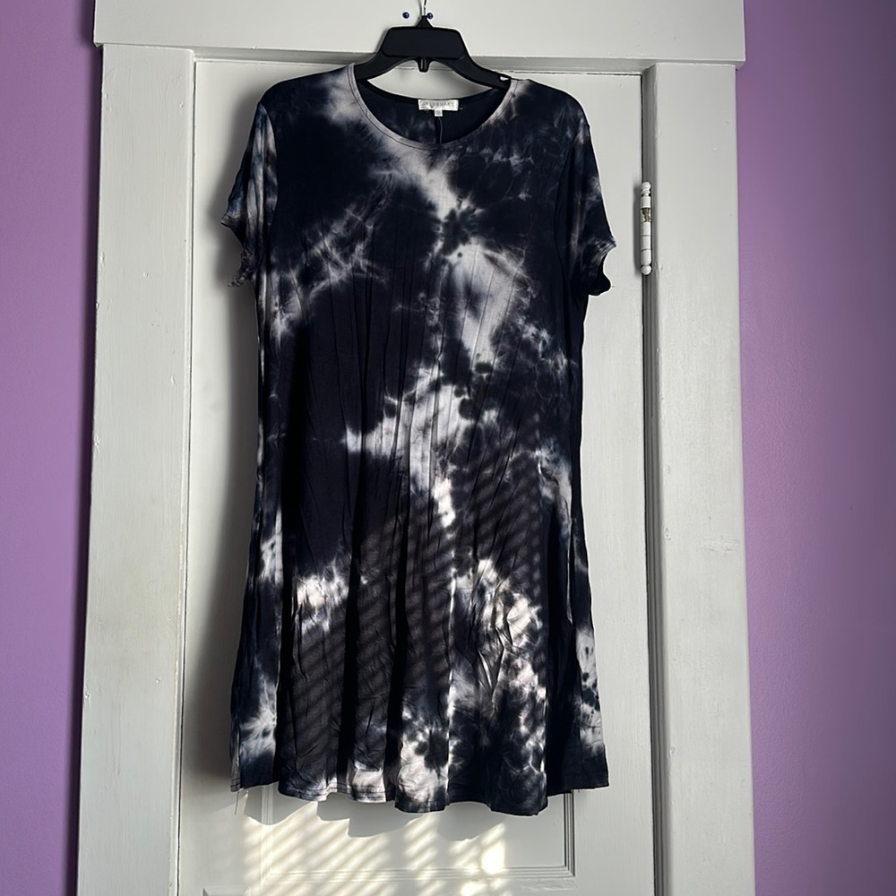 Navy blue with white spots